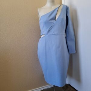 Chloe Kristyn One Shoulder Ponte Knit Dress Pastel Blue XXL NWT
